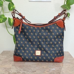 Dooney & Bourke Dark Blue and Brown Leather Shoulder Bag